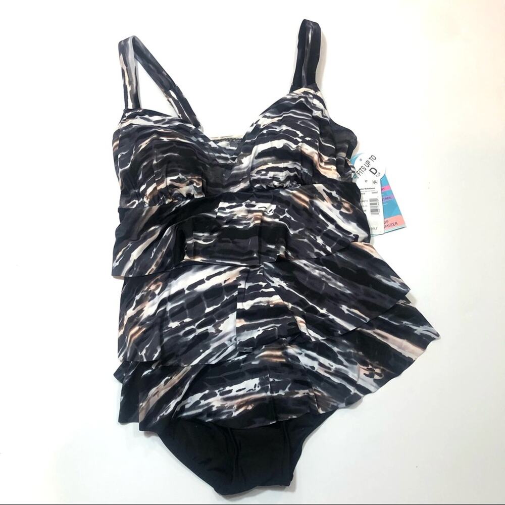 Swim Solutions Triple Tiered One-Piece Swimsuit - Picture 4 of 9